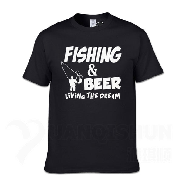 Fishings Match T-Shirts Fishinger Beer Fish Living The Dream Fisherman Printing Tshirt Sporter Flying Fresh Fun Gift Tees Shirt - Viva Shirt