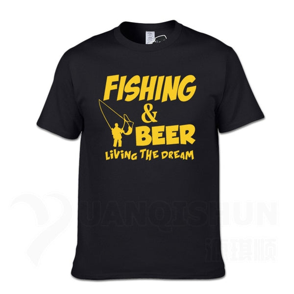 Fishings Match T-Shirts Fishinger Beer Fish Living The Dream Fisherman Printing Tshirt Sporter Flying Fresh Fun Gift Tees Shirt - Viva Shirt