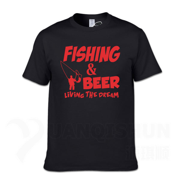 Fishings Match T-Shirts Fishinger Beer Fish Living The Dream Fisherman Printing Tshirt Sporter Flying Fresh Fun Gift Tees Shirt - Viva Shirt