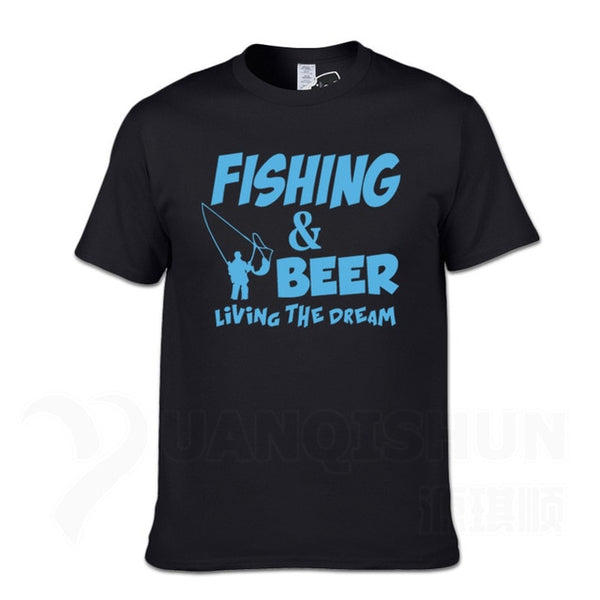 Fishings Match T-Shirts Fishinger Beer Fish Living The Dream Fisherman Printing Tshirt Sporter Flying Fresh Fun Gift Tees Shirt - Viva Shirt