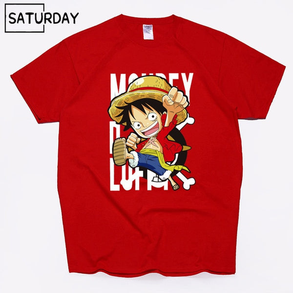 Men's One Piece Luffy Harajuku Funny Cotton T Shirts Unisex Summer Cotton Workout Tshirts Anime Tops Boyfriend Gift - Viva Shirt