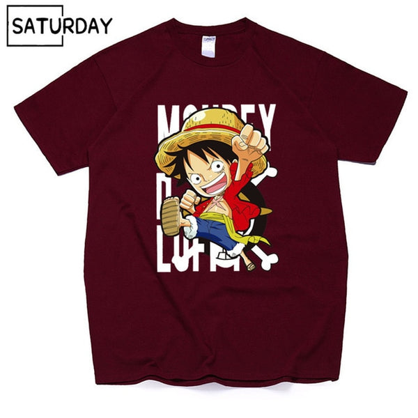 Men's One Piece Luffy Harajuku Funny Cotton T Shirts Unisex Summer Cotton Workout Tshirts Anime Tops Boyfriend Gift - Viva Shirt