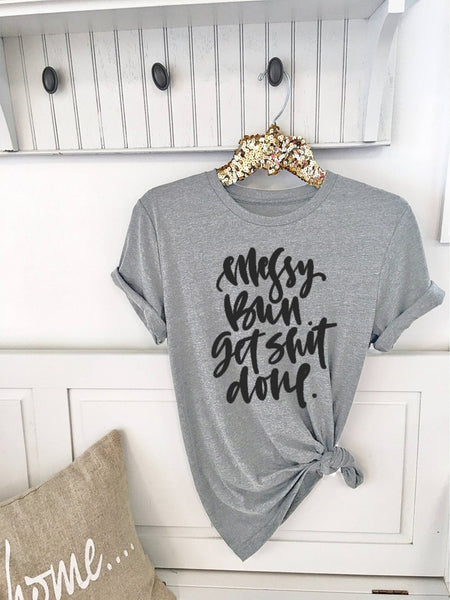 Messy Bun Get Shirt Done Motherhood T-Shirt Casual Tumblr Letter Printed Tee Cute Graphic Girl Mom Gift Tops 90s Cotton t shirts - Viva Shirt