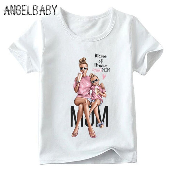 Matching Family Outfits Super Mom and Daughter Print Boys Girls T-shirt Mother's day Present Clothes Kids&Woman Funny Tshirt - Viva Shirt