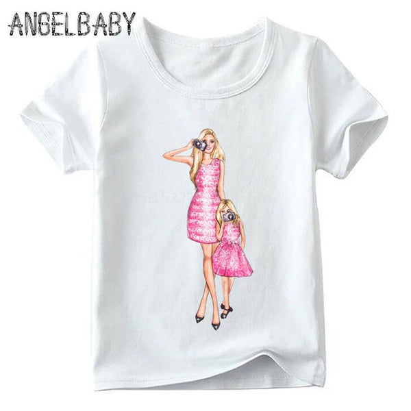 Matching Family Outfits Super Mom and Daughter Print Boys Girls T-shirt Mother's day Present Clothes Kids&Woman Funny Tshirt - Viva Shirt