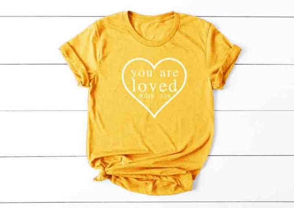 you are loved Christian T-Shirt Gift Women Blessed Jesus Tee Casual Funny Religion Clothing Catholic Vintage quote t shirts top - Viva Shirt