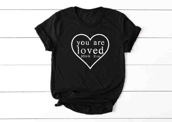 you are loved Christian T-Shirt Gift Women Blessed Jesus Tee Casual Funny Religion Clothing Catholic Vintage quote t shirts top - Viva Shirt