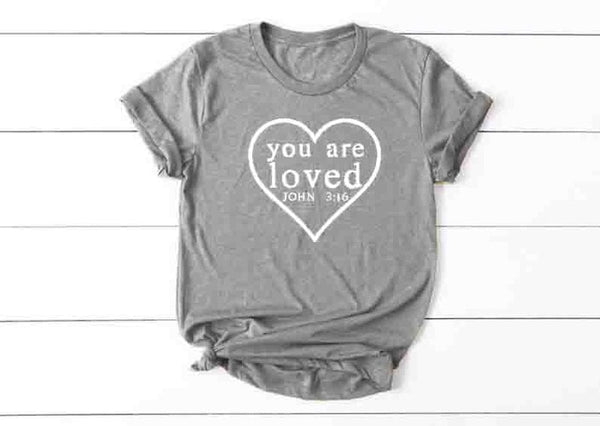 you are loved Christian T-Shirt Gift Women Blessed Jesus Tee Casual Funny Religion Clothing Catholic Vintage quote t shirts top - Viva Shirt