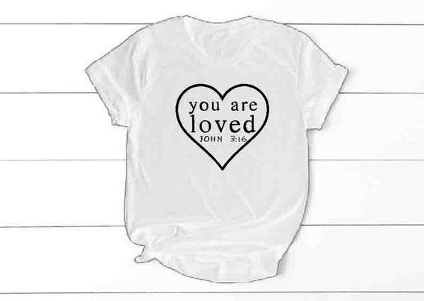 you are loved Christian T-Shirt Gift Women Blessed Jesus Tee Casual Funny Religion Clothing Catholic Vintage quote t shirts top - Viva Shirt