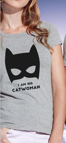 Funny Costums Couple Set T-shirt "Batman and Cat Women" Present Ideas for Couples Lovers for Newlyweds Partners Top Tee Unisex - Viva Shirt