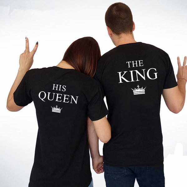 King Queen Couple Shirts Women Men Short Sleeve Casual Couple Lover T-shirt Anniversary gift - Viva Shirt