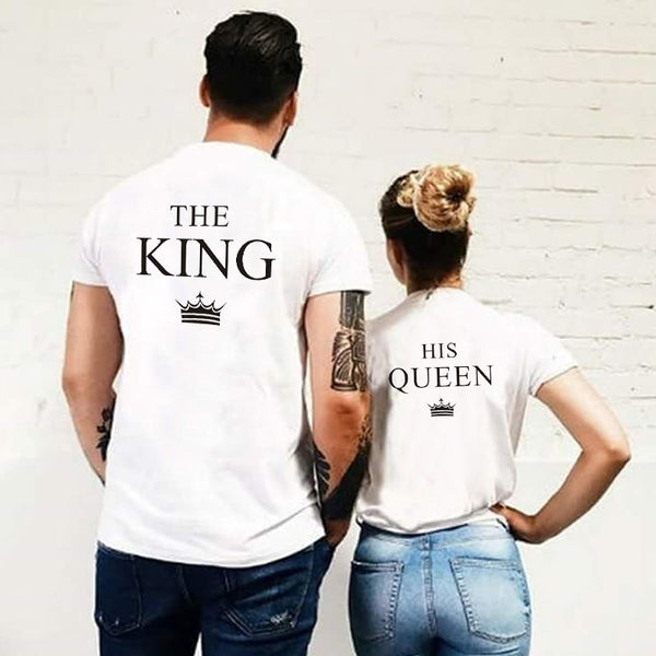 King Queen Couple Shirts Women Men Short Sleeve Casual Couple Lover T-shirt Anniversary gift - Viva Shirt