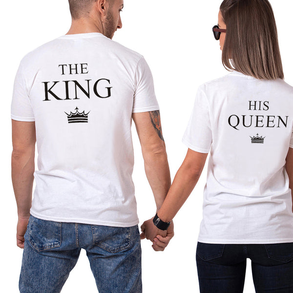King Queen Couple Shirts Women Men Short Sleeve Casual Couple Lover T-shirt Anniversary gift - Viva Shirt