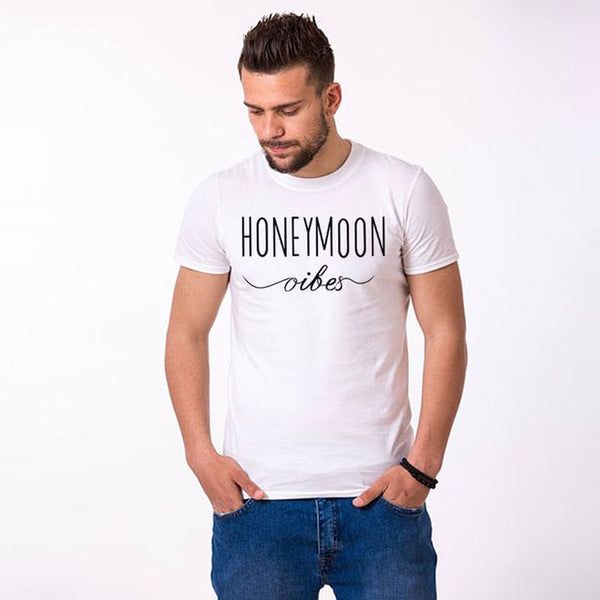 HONEYMOON printing couplae tshirt short sleeve women and men shirt husband wife boyfriend girlfriend gift cotton T-shirt couples - Viva Shirt