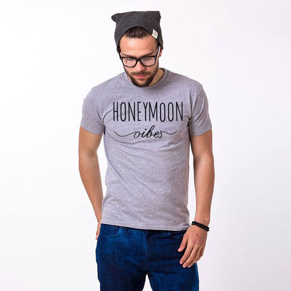 HONEYMOON printing couplae tshirt short sleeve women and men shirt husband wife boyfriend girlfriend gift cotton T-shirt couples - Viva Shirt