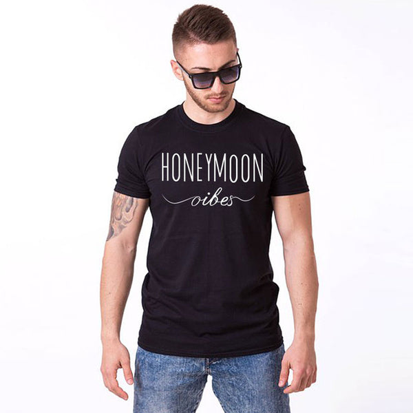 HONEYMOON printing couplae tshirt short sleeve women and men shirt husband wife boyfriend girlfriend gift cotton T-shirt couples - Viva Shirt