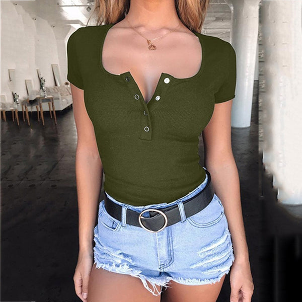 Womens Sexy Off Shoulder Casual Summer T-Shirt Top Ladies Deep V-neck Club T-Shirt Vest Short Sleeve Crop Cami Tops Hot Sales - Viva Shirt