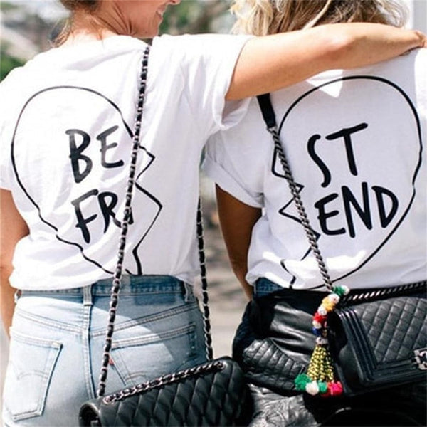 Showtly Fashion women Best friends t-shirt Cartoon Coffee Doughnut Letter print female T-shirt Friends Gift tshirt Hot sale Top - Viva Shirt