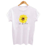 Sun Flower Letter Print T-shirt Short Sleeve Round Neck Slim Fit Cute Girl's Tshirts Tees & Tops Summer 2019 Gift for Girlfriend - Viva Shirt