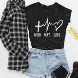 2019 New Fashion shirts Fashion Faith Hope Love Letters Print Tops Tshirt Funny Christianity God Tee Gift - Viva Shirt