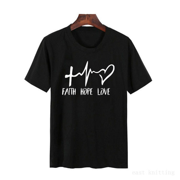 2019 New Fashion shirts Fashion Faith Hope Love Letters Print Tops Tshirt Funny Christianity God Tee Gift - Viva Shirt