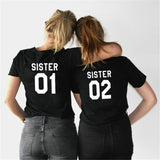 Women Fashion Girlfriends Gift Best Friends T shirt SISTER 01 SISTER 02 Tee Shirt Sister outfit - Viva Shirt