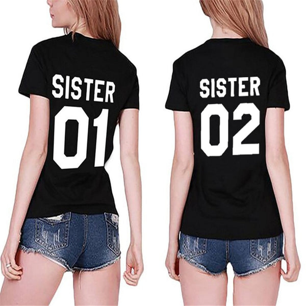 Women Fashion Girlfriends Gift Best Friends T shirt SISTER 01 SISTER 02 Tee Shirt Sister outfit - Viva Shirt