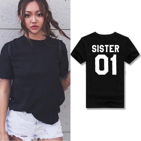 Women Fashion Girlfriends Gift Best Friends T shirt SISTER 01 SISTER 02 Tee Shirt Sister outfit - Viva Shirt