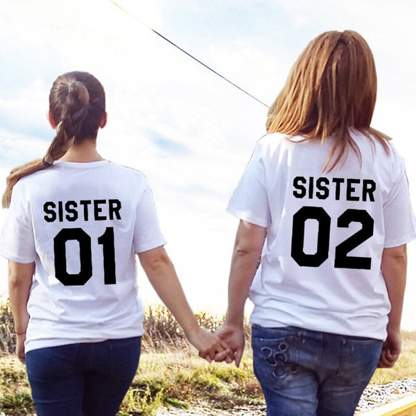 Women Fashion Girlfriends Gift Best Friends T shirt SISTER 01 SISTER 02 Tee Shirt Sister outfit - Viva Shirt