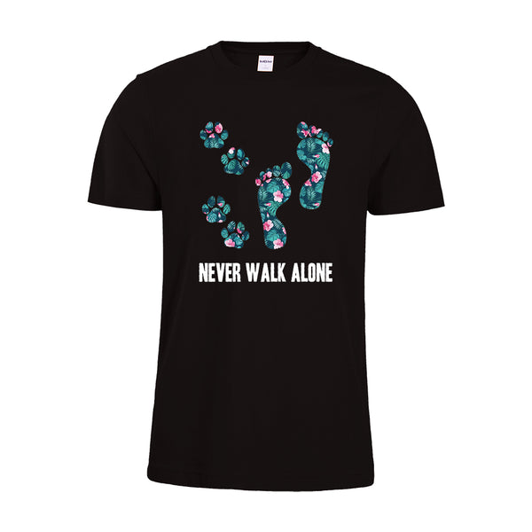 Never Walk Alone Tropical Flower T-shirt Dog Lover Shirt Foot Dog Shirt Tropical Flower gift Cotton Top Tees - Viva Shirt