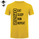 Eat Sleep Run Repeat T Shirt Funny Birthday Gift For Daddy Father Boyfriend Husband Man Woman Short Sleeve O Neck Cotton T-Shirt - Viva Shirt