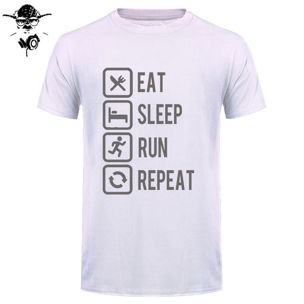 Eat Sleep Run Repeat T Shirt Funny Birthday Gift For Daddy Father Boyfriend Husband Man Woman Short Sleeve O Neck Cotton T-Shirt - Viva Shirt