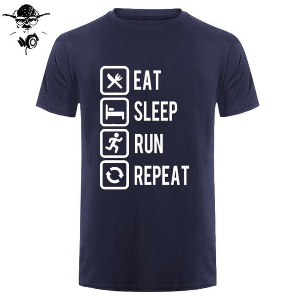 Eat Sleep Run Repeat T Shirt Funny Birthday Gift For Daddy Father Boyfriend Husband Man Woman Short Sleeve O Neck Cotton T-Shirt - Viva Shirt