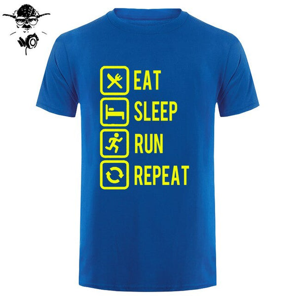 Eat Sleep Run Repeat T Shirt Funny Birthday Gift For Daddy Father Boyfriend Husband Man Woman Short Sleeve O Neck Cotton T-Shirt - Viva Shirt