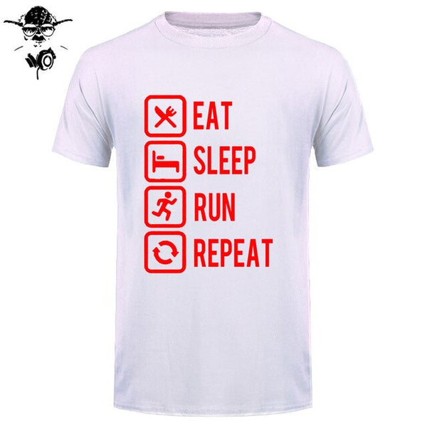 Eat Sleep Run Repeat T Shirt Funny Birthday Gift For Daddy Father Boyfriend Husband Man Woman Short Sleeve O Neck Cotton T-Shirt - Viva Shirt