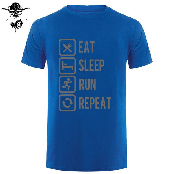 Eat Sleep Run Repeat T Shirt Funny Birthday Gift For Daddy Father Boyfriend Husband Man Woman Short Sleeve O Neck Cotton T-Shirt - Viva Shirt