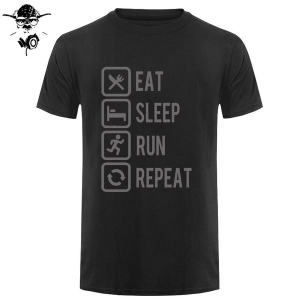 Eat Sleep Run Repeat T Shirt Funny Birthday Gift For Daddy Father Boyfriend Husband Man Woman Short Sleeve O Neck Cotton T-Shirt - Viva Shirt