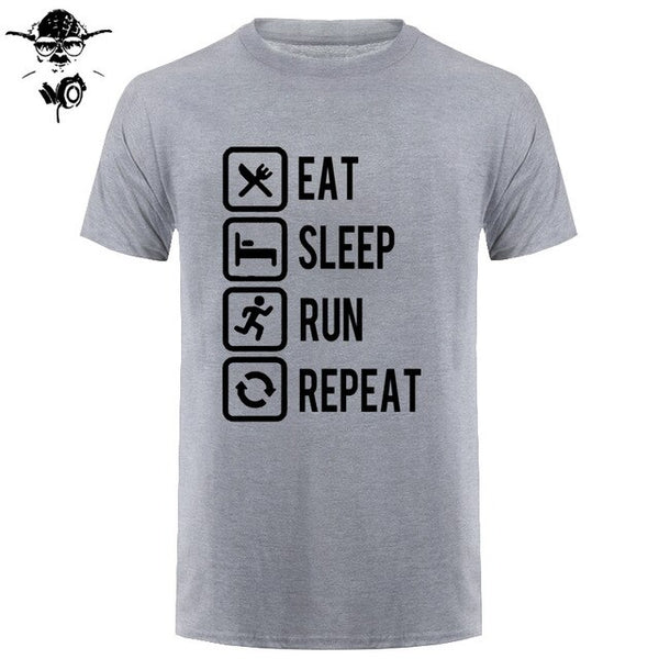 Eat Sleep Run Repeat T Shirt Funny Birthday Gift For Daddy Father Boyfriend Husband Man Woman Short Sleeve O Neck Cotton T-Shirt - Viva Shirt