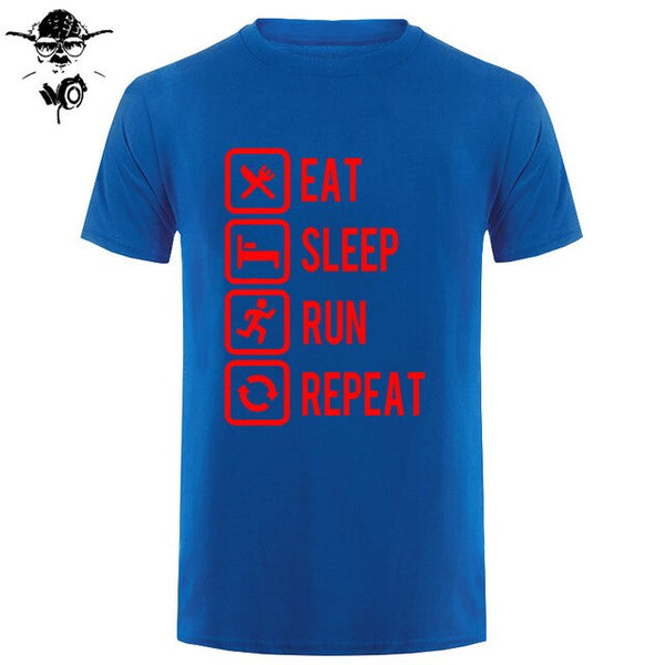 Eat Sleep Run Repeat T Shirt Funny Birthday Gift For Daddy Father Boyfriend Husband Man Woman Short Sleeve O Neck Cotton T-Shirt - Viva Shirt