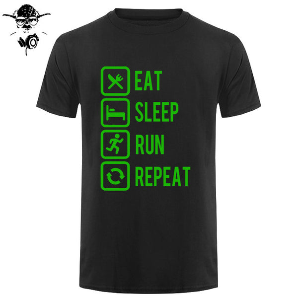 Eat Sleep Run Repeat T Shirt Funny Birthday Gift For Daddy Father Boyfriend Husband Man Woman Short Sleeve O Neck Cotton T-Shirt - Viva Shirt