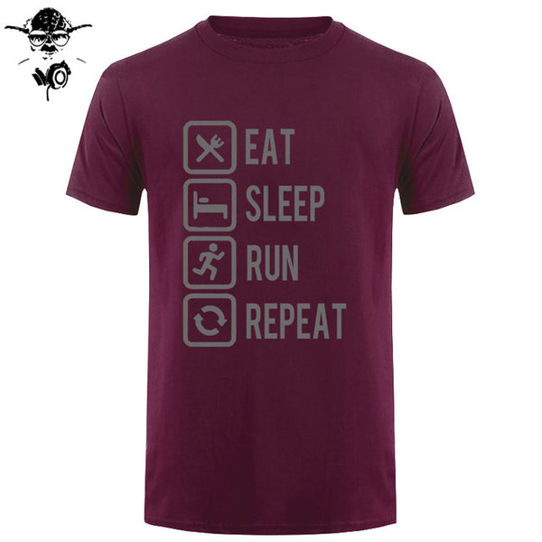 Eat Sleep Run Repeat T Shirt Funny Birthday Gift For Daddy Father Boyfriend Husband Man Woman Short Sleeve O Neck Cotton T-Shirt - Viva Shirt