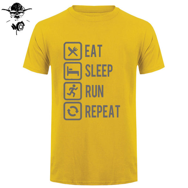 Eat Sleep Run Repeat T Shirt Funny Birthday Gift For Daddy Father Boyfriend Husband Man Woman Short Sleeve O Neck Cotton T-Shirt - Viva Shirt