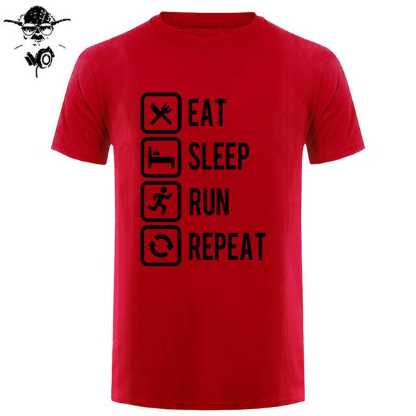 Eat Sleep Run Repeat T Shirt Funny Birthday Gift For Daddy Father Boyfriend Husband Man Woman Short Sleeve O Neck Cotton T-Shirt - Viva Shirt