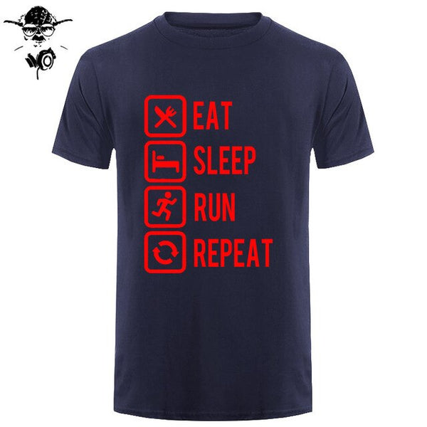 Eat Sleep Run Repeat T Shirt Funny Birthday Gift For Daddy Father Boyfriend Husband Man Woman Short Sleeve O Neck Cotton T-Shirt - Viva Shirt