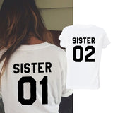 Women Fashion Girlfriends Gift Best Friends T shirt SISTER 01 SISTER 02 Tee Shirt Sister outfit - Viva Shirt