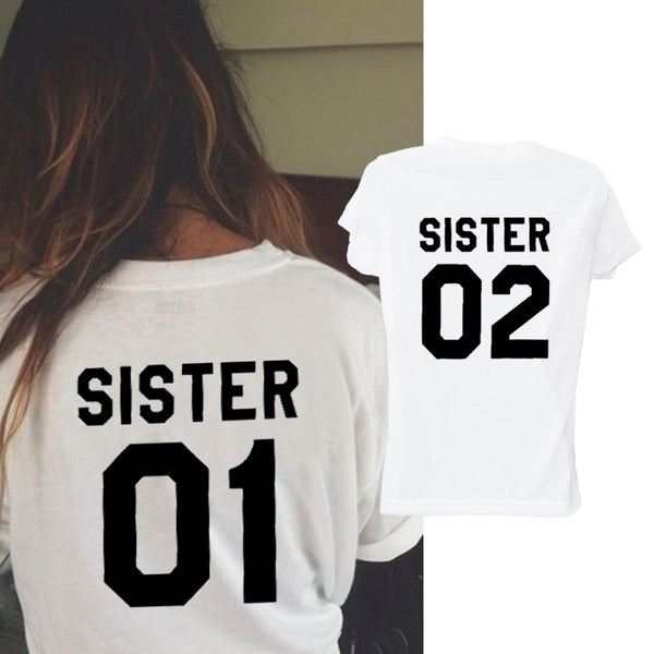 Women Fashion Girlfriends Gift Best Friends T shirt SISTER 01 SISTER 02 Tee Shirt Sister outfit - Viva Shirt