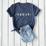 WEPBEL Summer Fashion Moon Phases Printed Shirt T-shirt Ladies Casual Short Sleeve V-neck Tee Tops - Viva Shirt