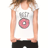 Showtly Fashion women Best friends t-shirt Cartoon Coffee Doughnut Letter print female T-shirt Friends Gift tshirt Hot sale Top - Viva Shirt
