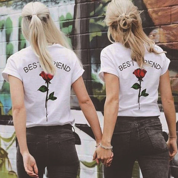 Showtly Fashion women Best friends t-shirt Cartoon Coffee Doughnut Letter print female T-shirt Friends Gift tshirt Hot sale Top - Viva Shirt