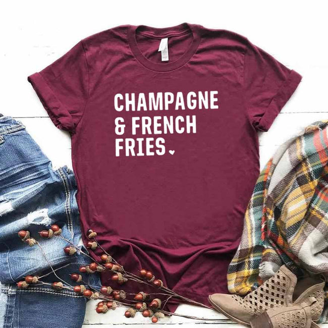 Champagne french fries Women tshirt Cotton Casual Hipster Funny t-shirt Gift Lady Yong Girl Top Tee Drop Ship ZY-291 - Viva Shirt